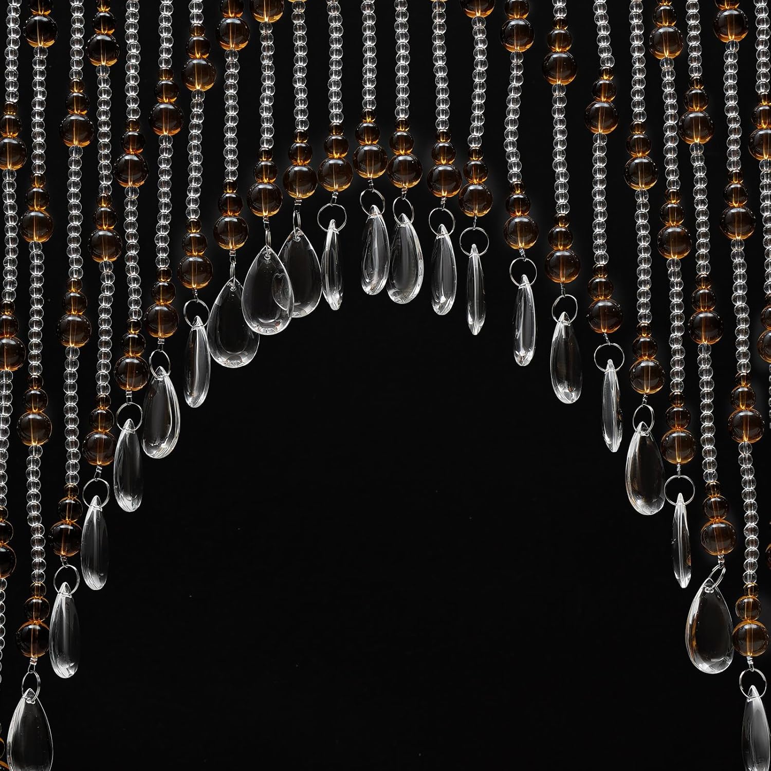 Wupyi Brown Crystal Beaded Curtain for Doorways and Windows