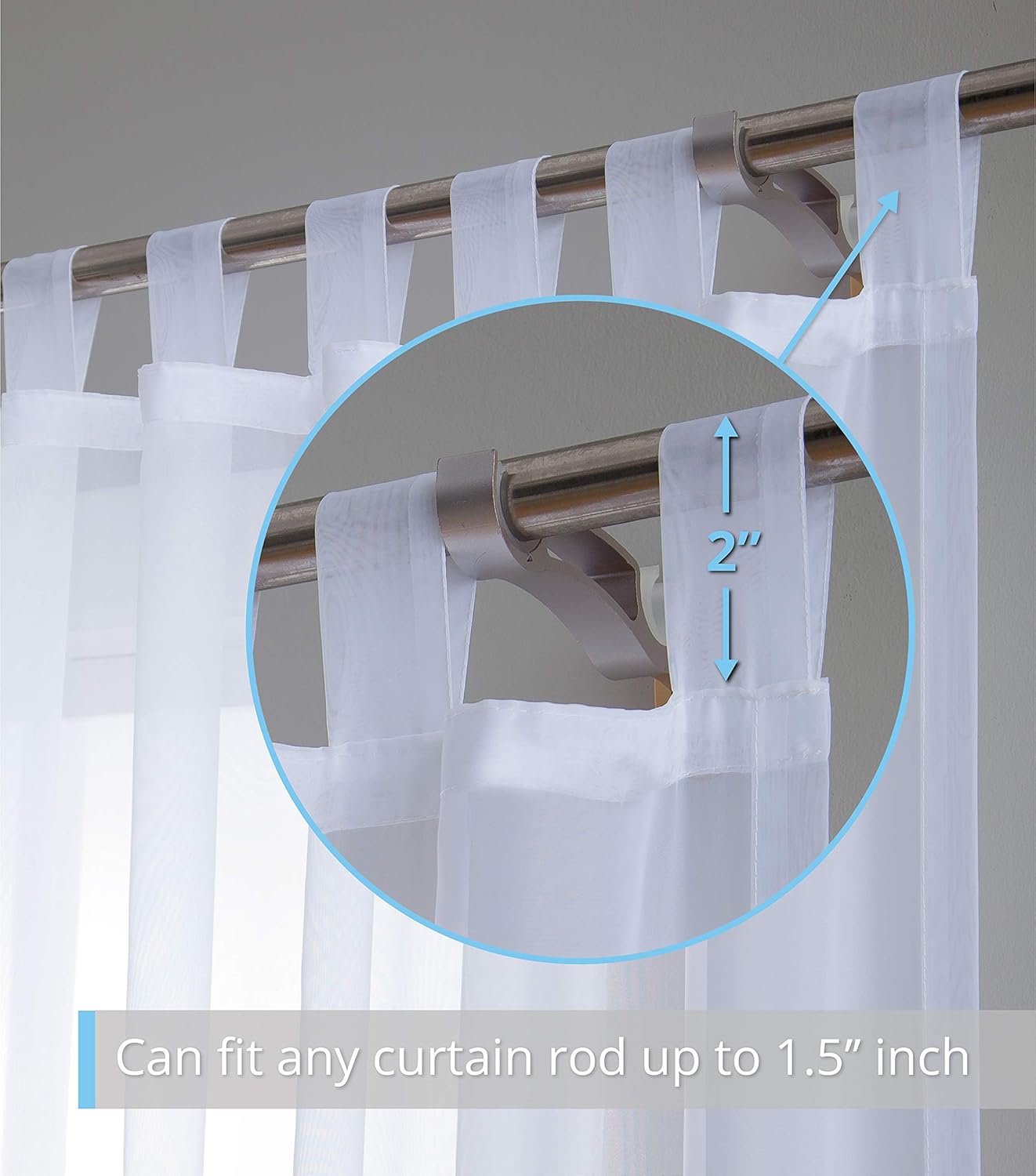 HLC ME White Tab Top Curtain Panels Set of 2