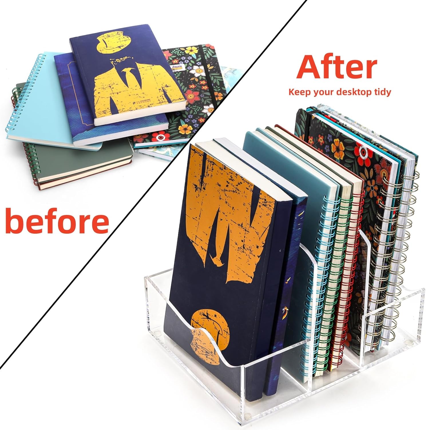 Mezchi Acrylic Magazine Holder with 3 Vertical Compartments