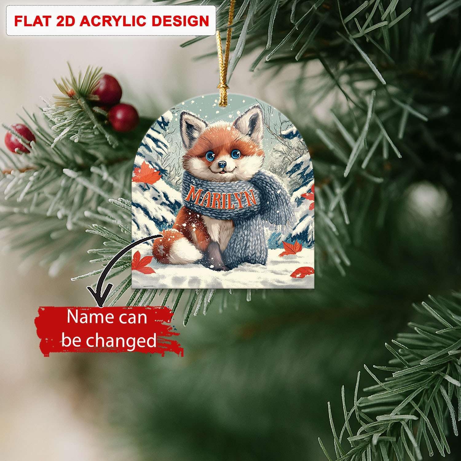 Personalized Name Animal Hanging Keepsake Custom Arch Acrylic Ornament for Christmas Tree