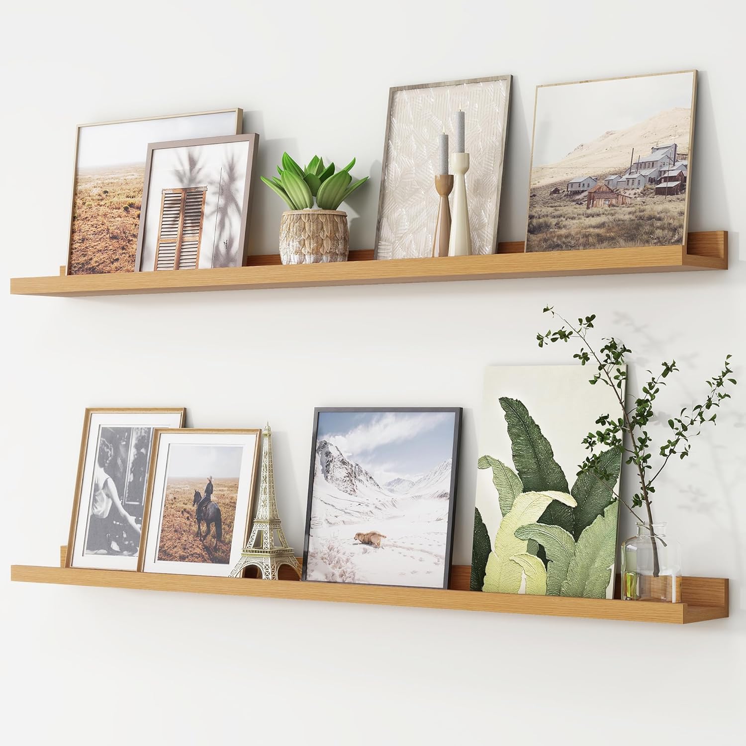 FLYJOE Floating Shelves Set of 2 48 Inch Natural Oak