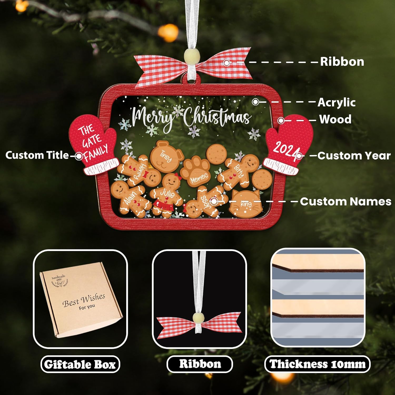 Personalized Family Shaking Gingerbread Ornament 2025