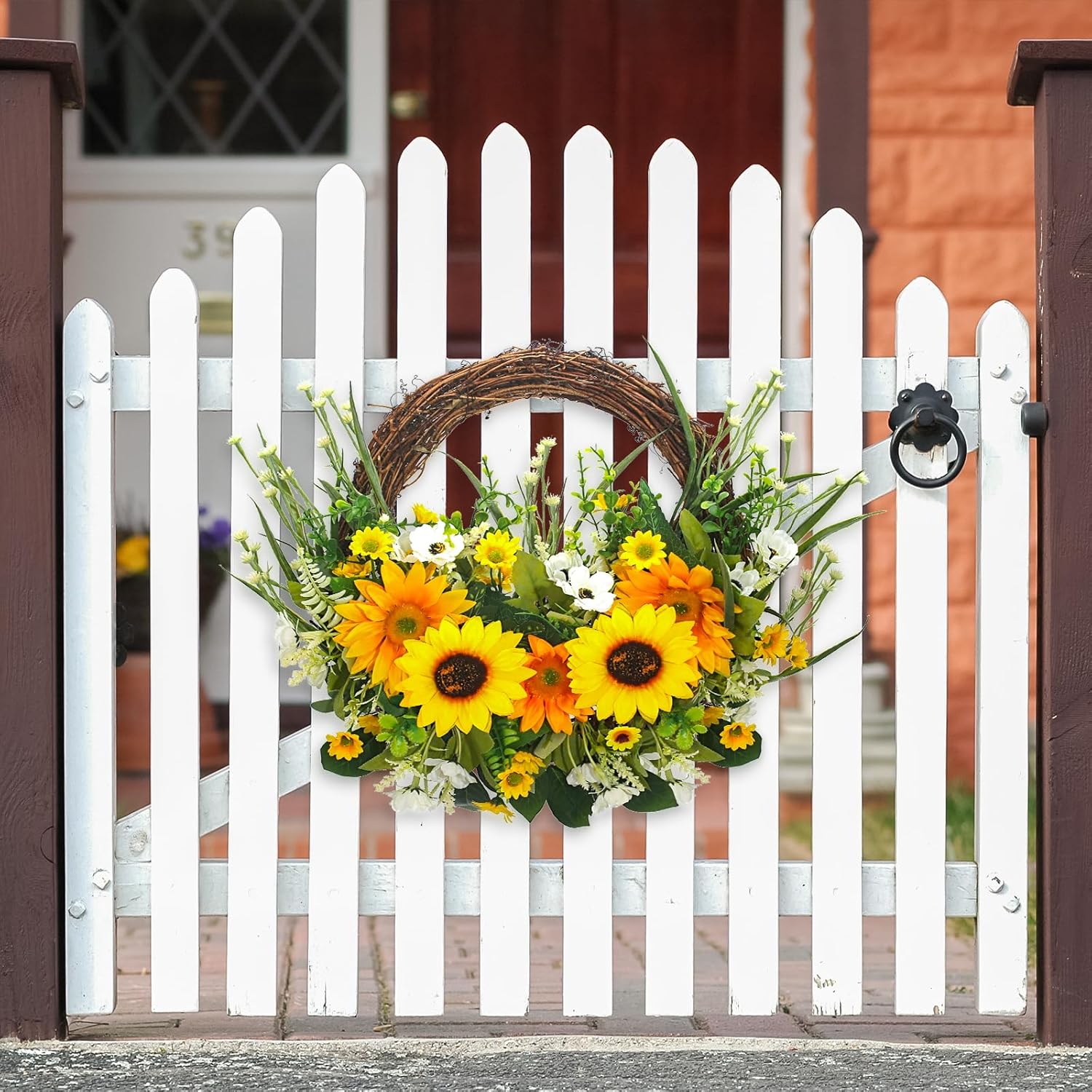 Wenmaqin Sunflower Wreath Front Door Decor