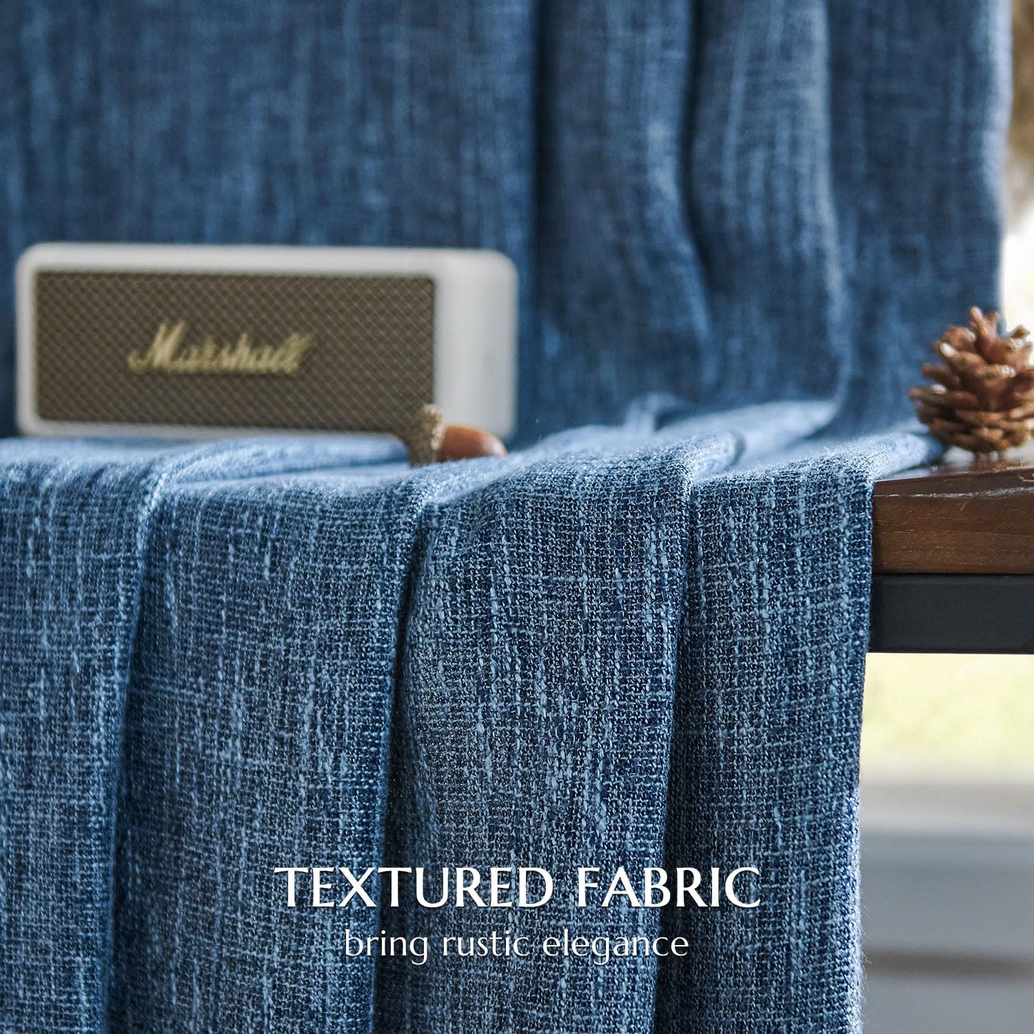 Jinchan Farmhouse Burlap Curtains 2 Panels Blackout Lined