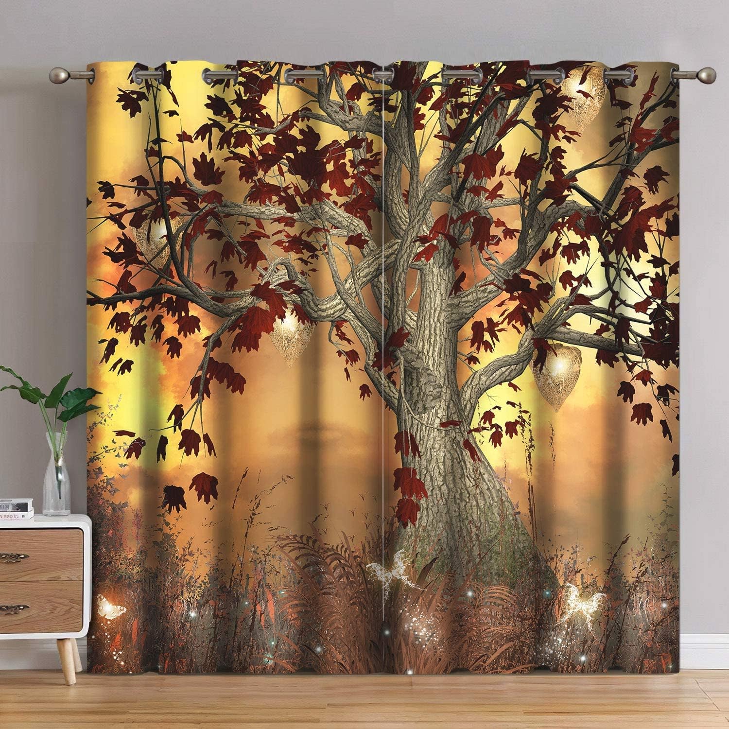 Jekeno Fall Tree Blackout Curtains 2 Panel Set