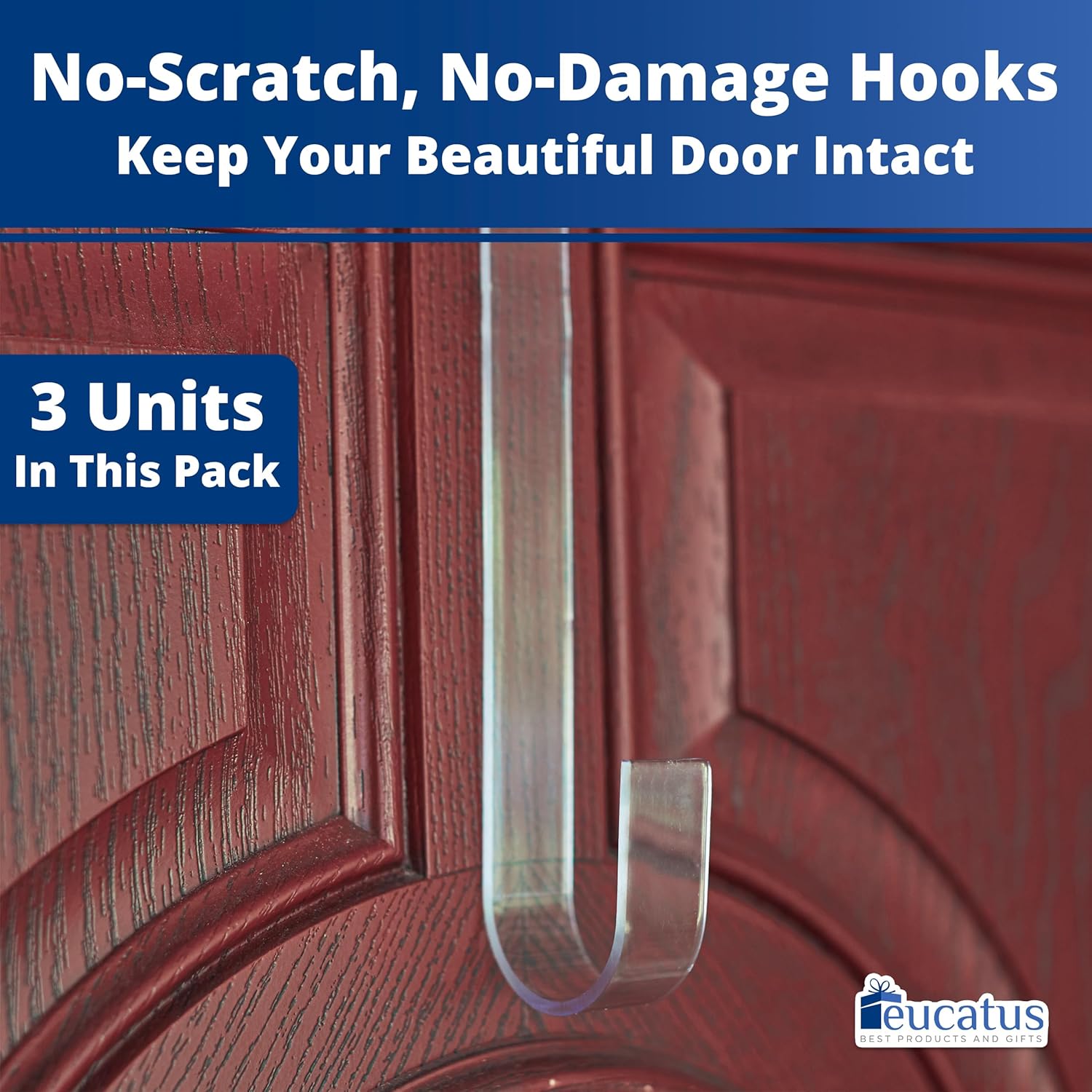 Non Scratch 100 Clear Wreath Hanger 3 Pack