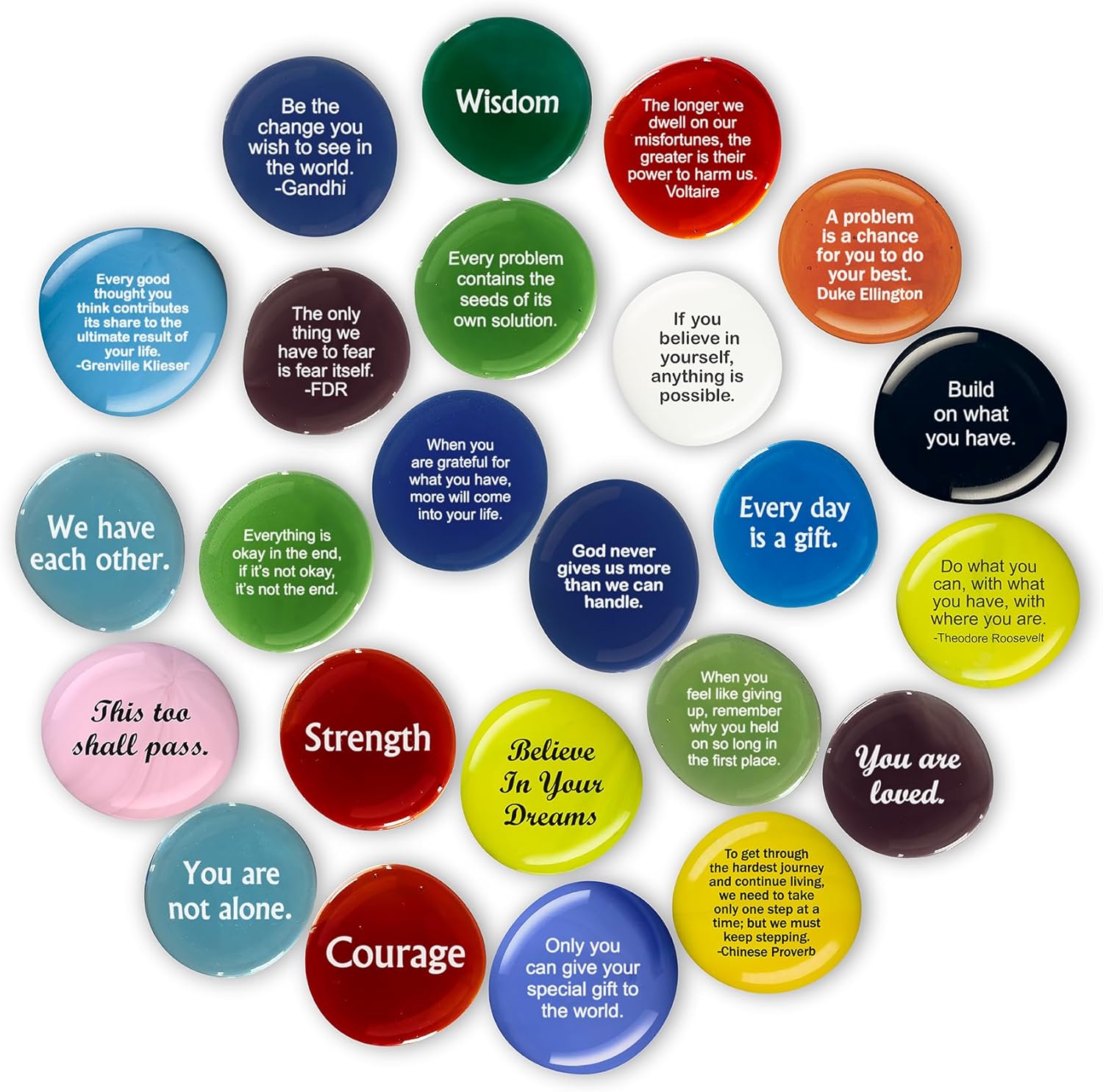 Encouragement Stones Set of 24 Motivational Glass Decor