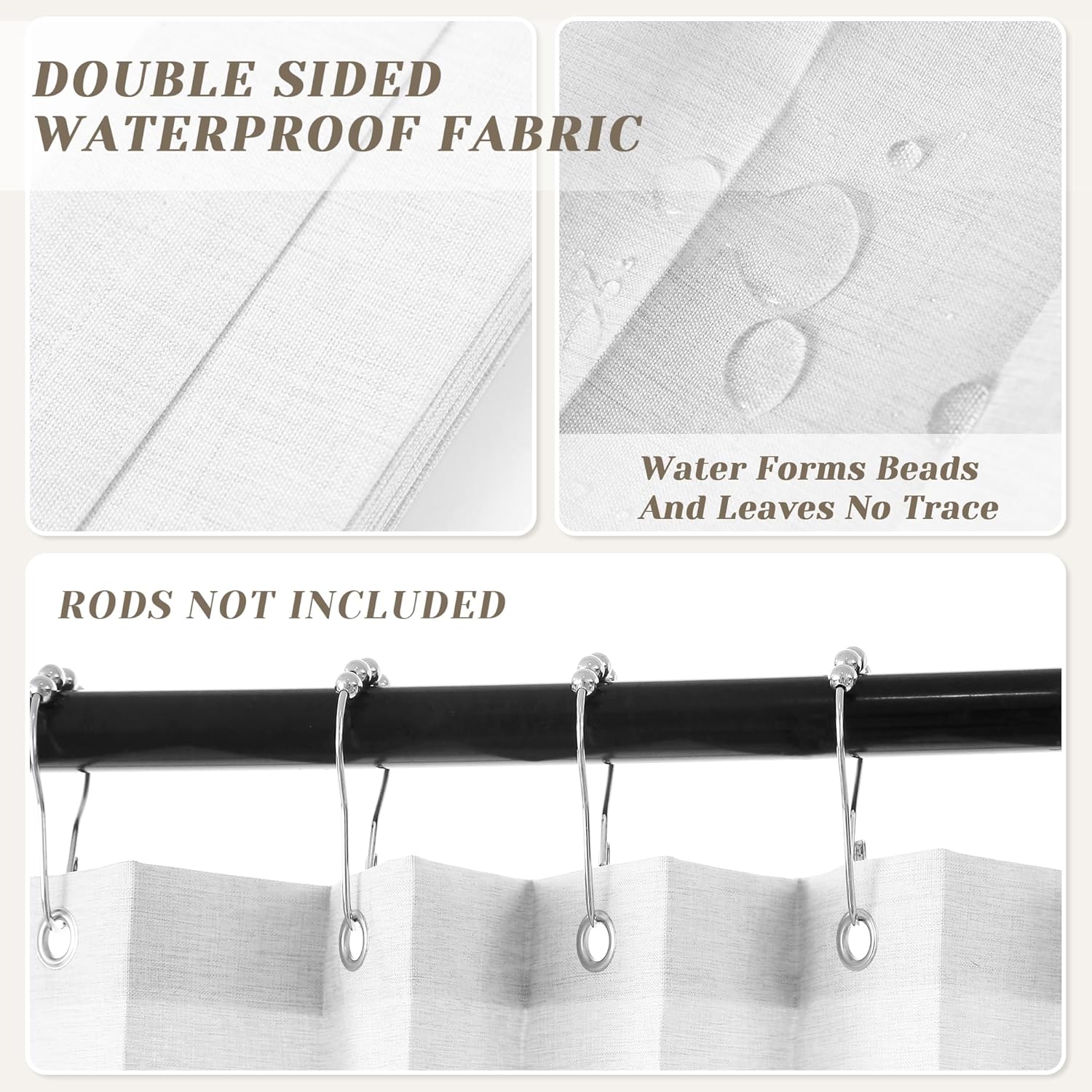 Linen Pleated Magnetic Door Curtains with Tiebacks - 40x78 White