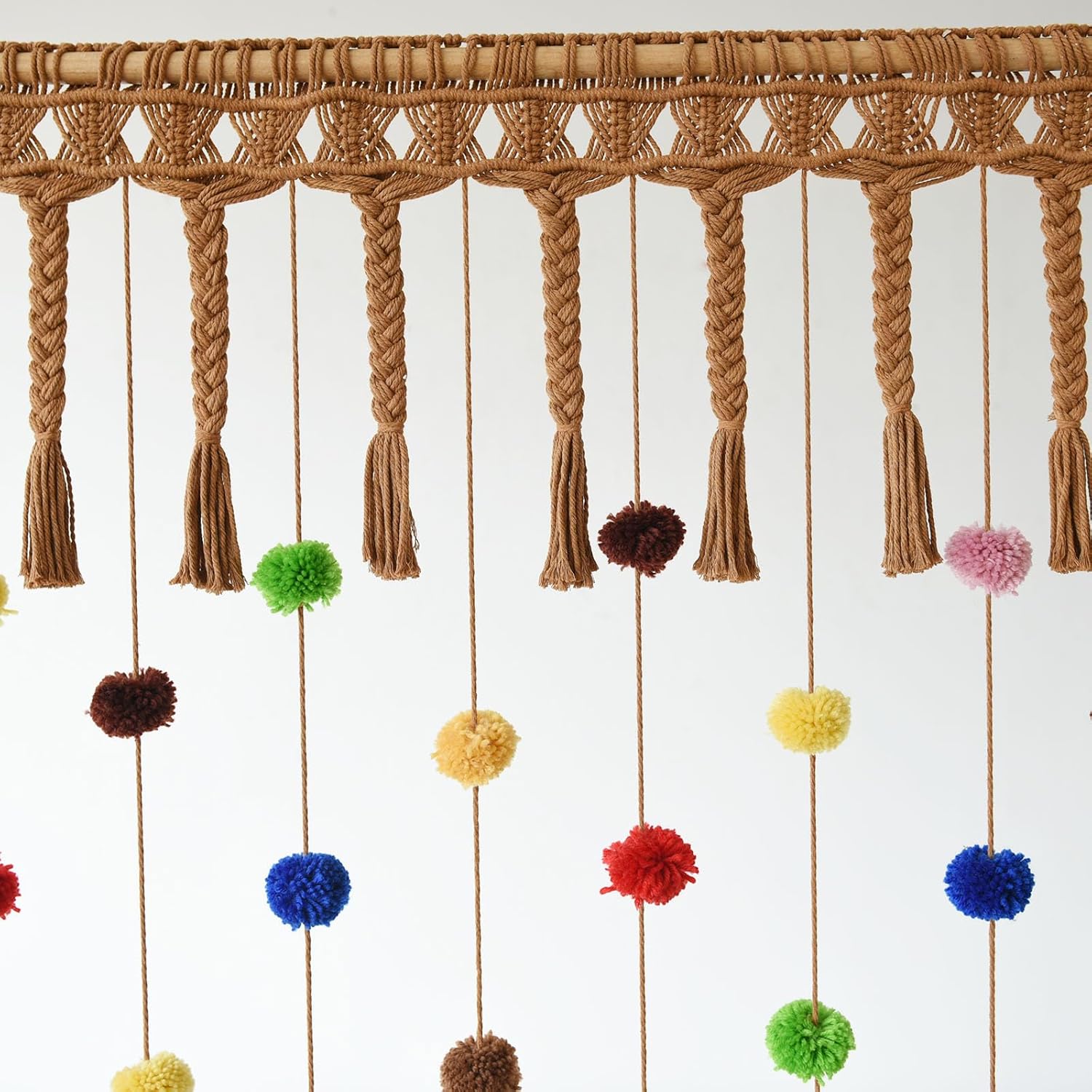 IOWER Pom Pom Macrame Curtain for Kids Room Decor