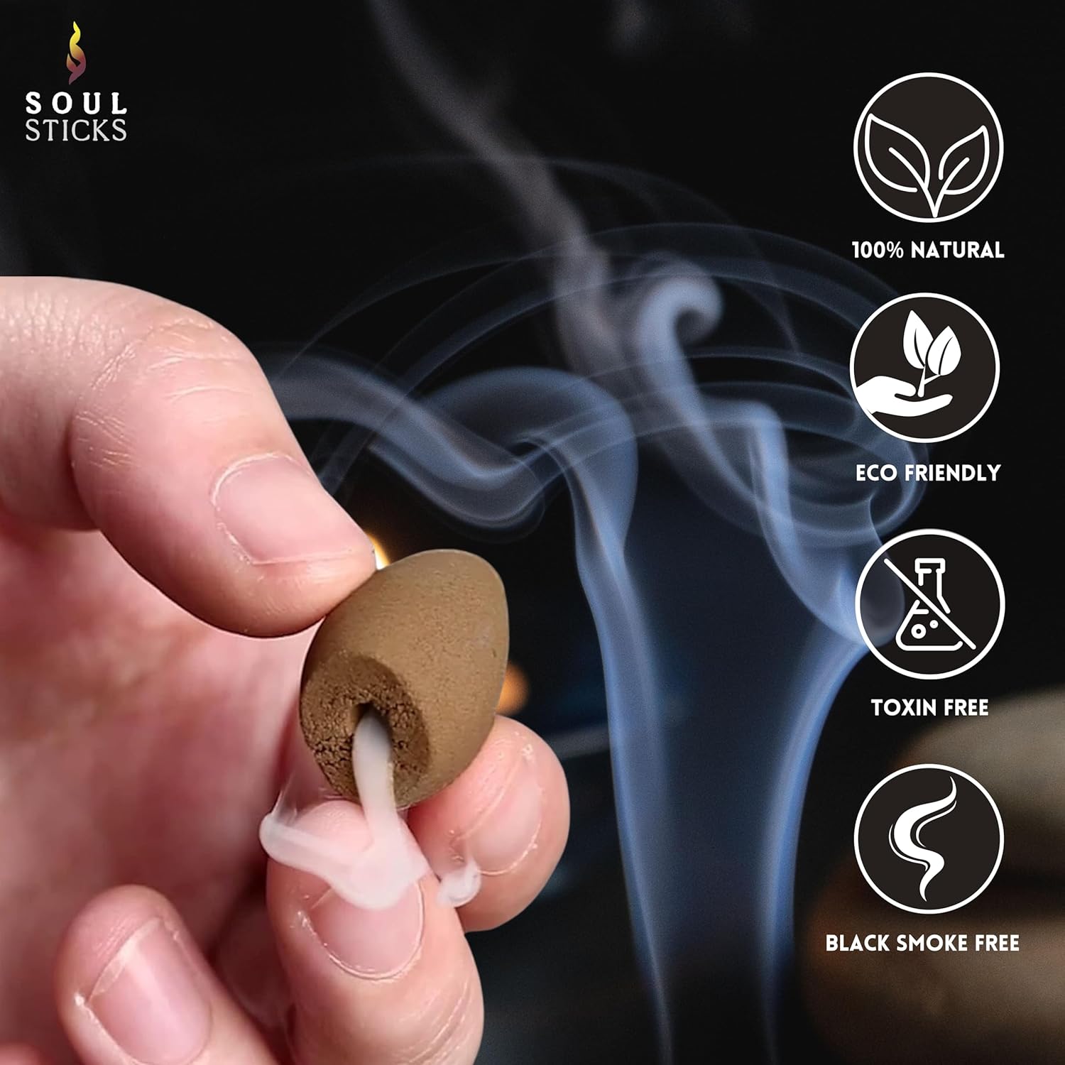 Soul Sticks Backflow Incense Cones - 40PCS White Sage Cleansing Set