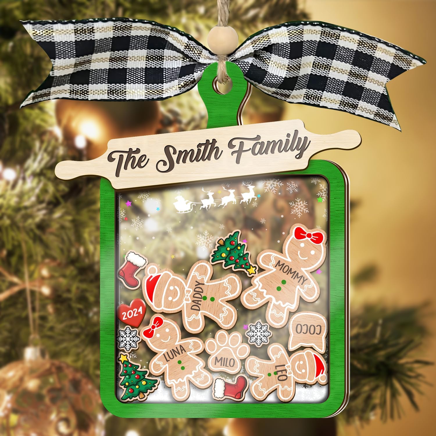 Gingerbread Family Christmas Ornaments 2024 Personalized