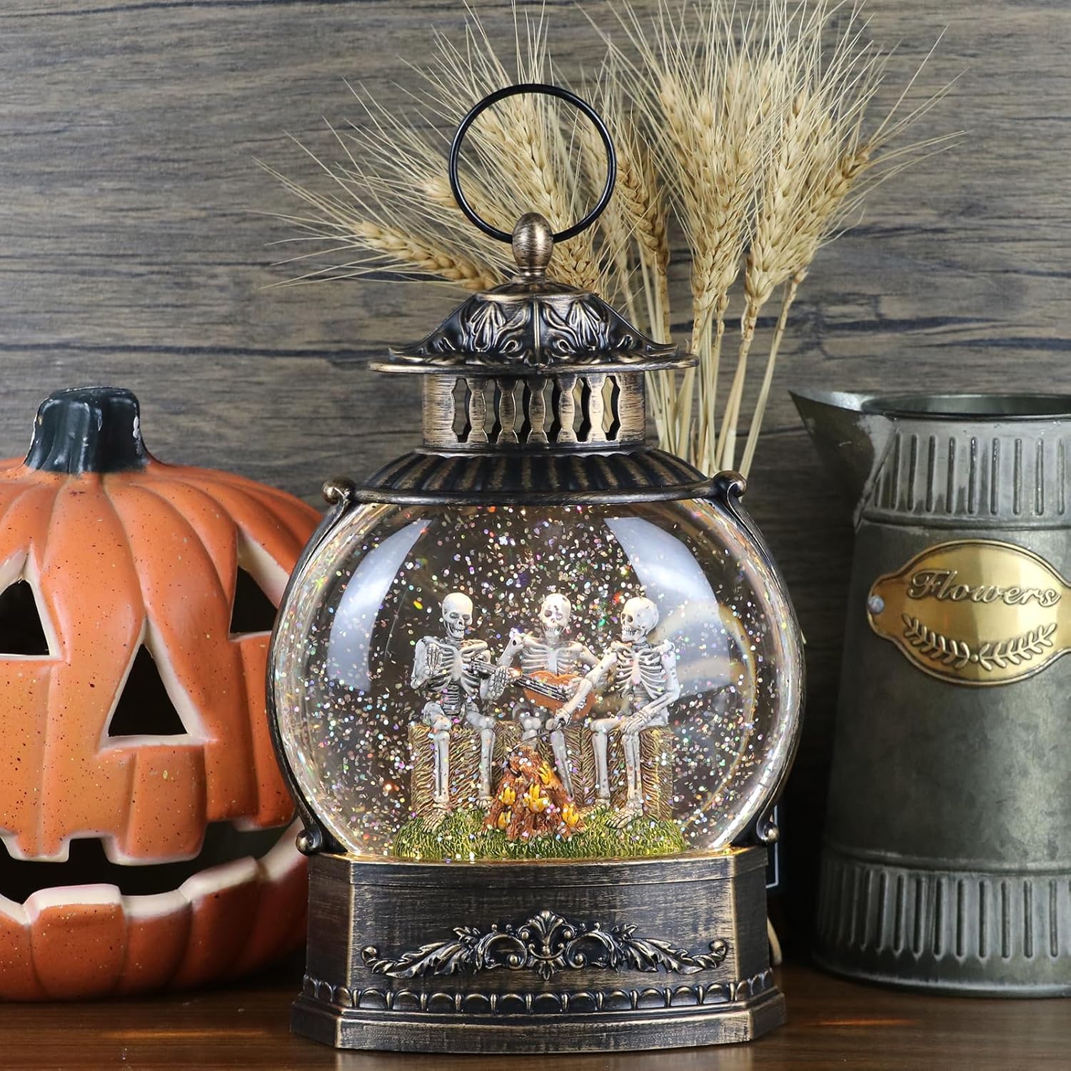 DRomance Halloween Skeleton Snow Globe Lantern