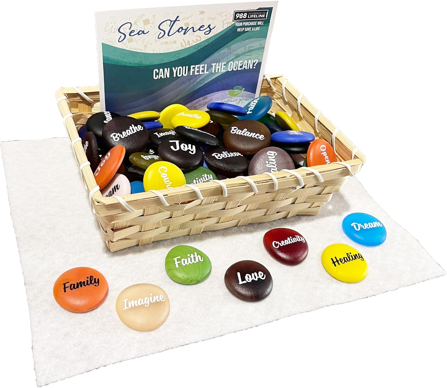 Lifeforce Glass Inspirational Word Stones Set of 100