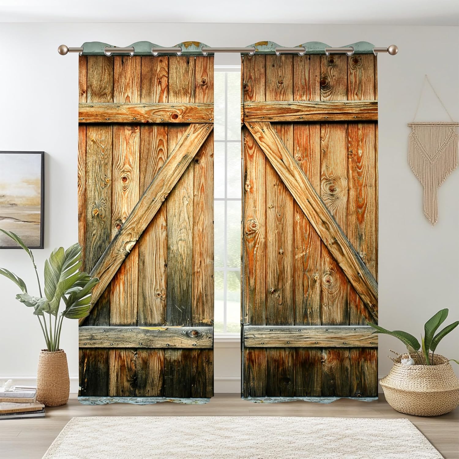 Renaiss Barn Door Curtains Set of 2 Panels Blackout