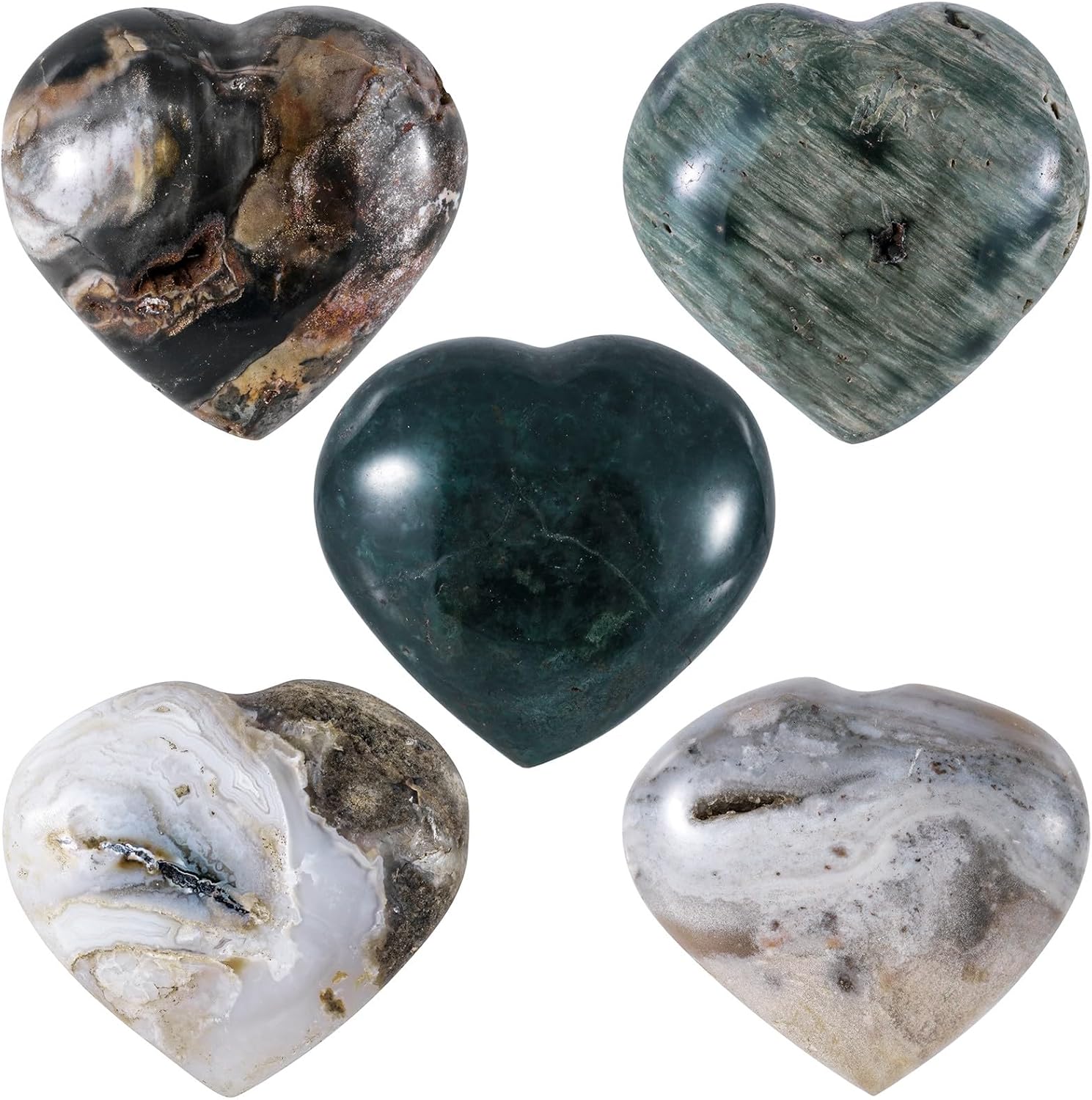 SUNYIK Ocean Jasper Heart Worry Stone 50-60mm