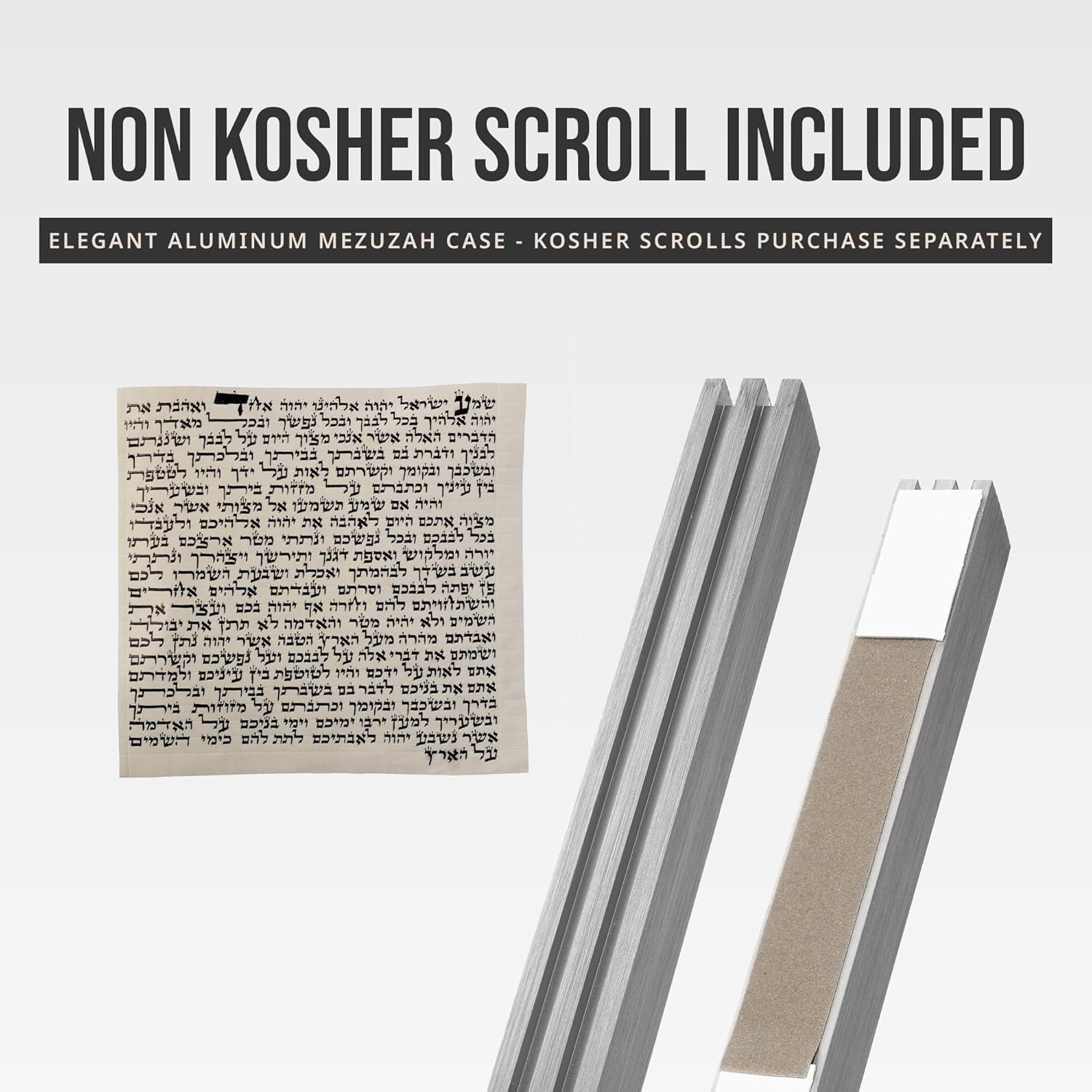 AS Aluminum Mezuzah Case with Scroll - Adi Sidler Design - Silver 6 Inches