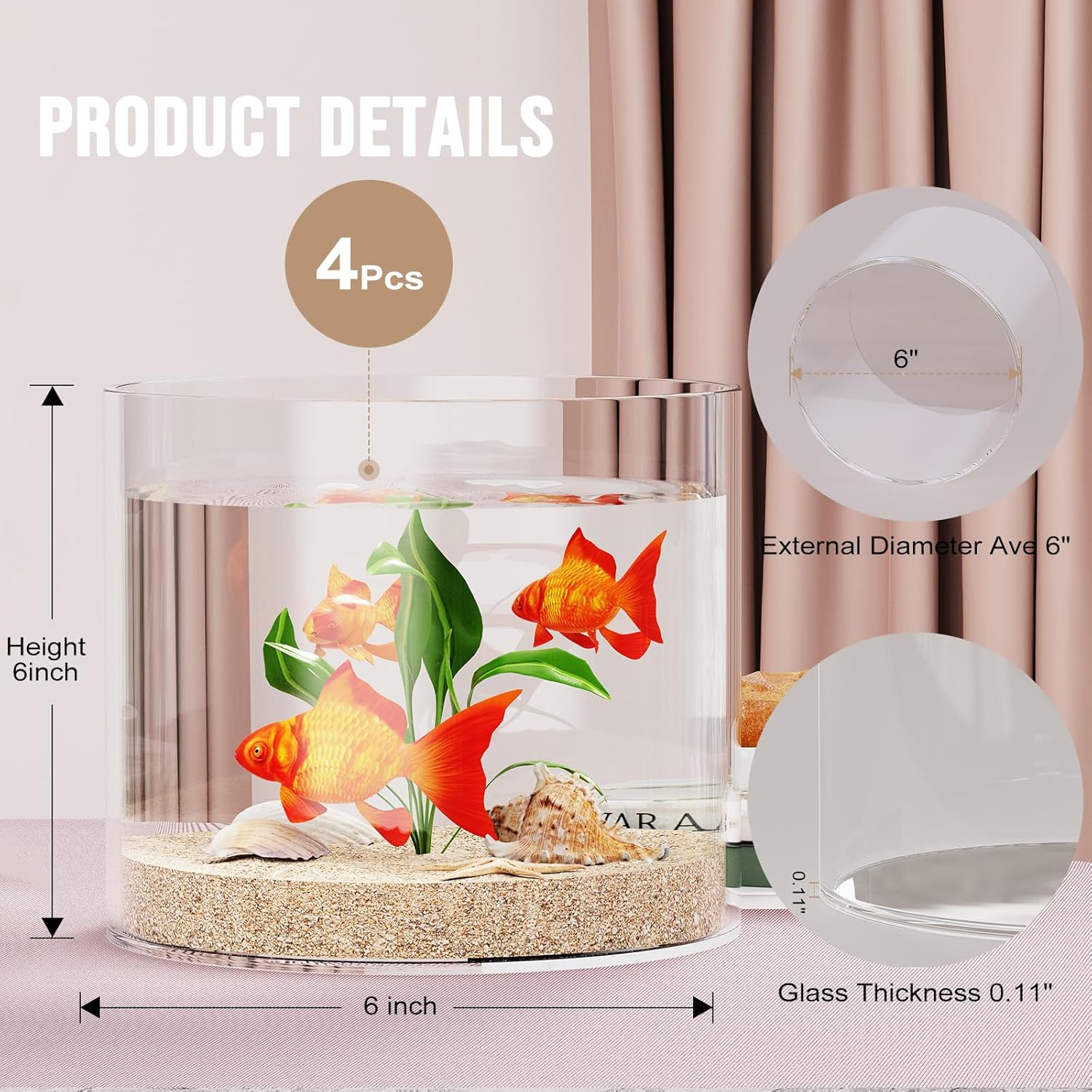 SUREHOME 4 Pack Clear Glass Cylinder Vases for Centerpieces
