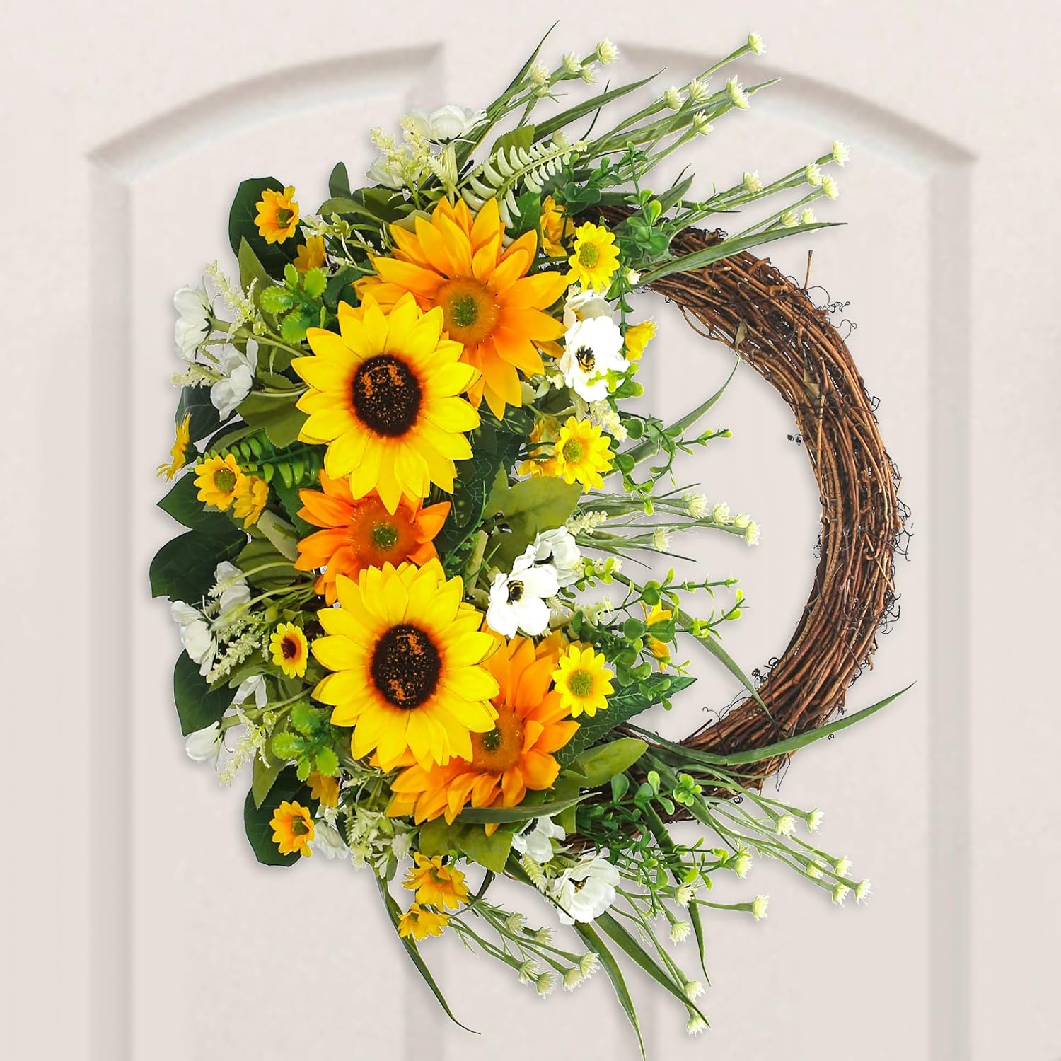 Wenmaqin Sunflower Wreath Front Door Decor
