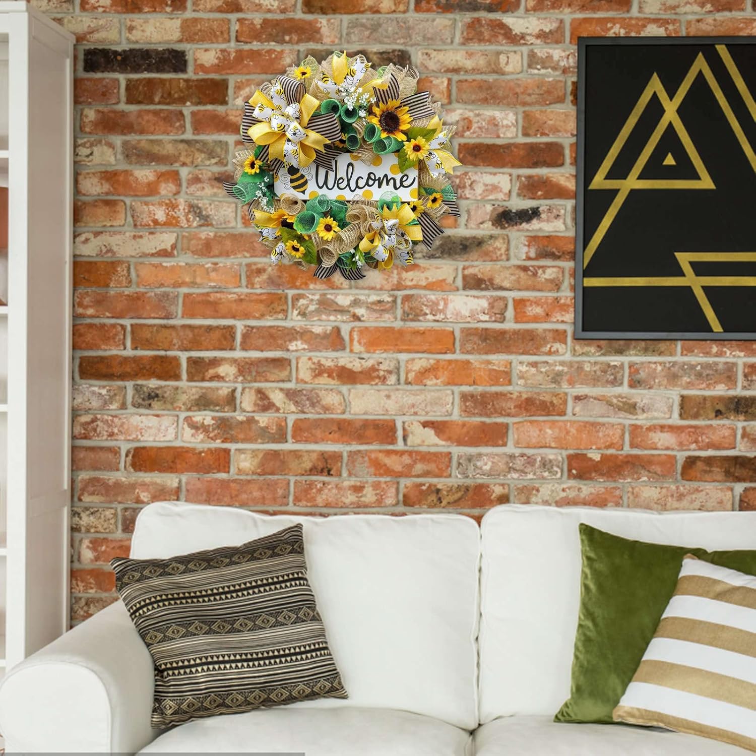 Summer Wreath with Sunflowers and Bees