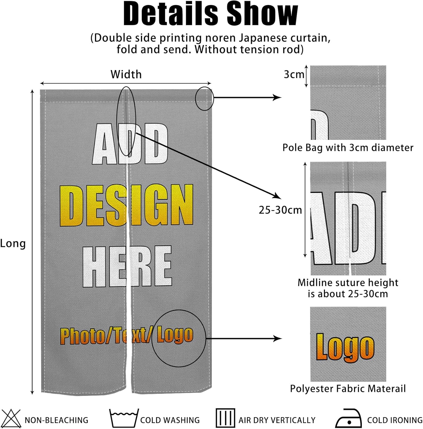 Customizable Double Sided Noren Door Curtain Panel