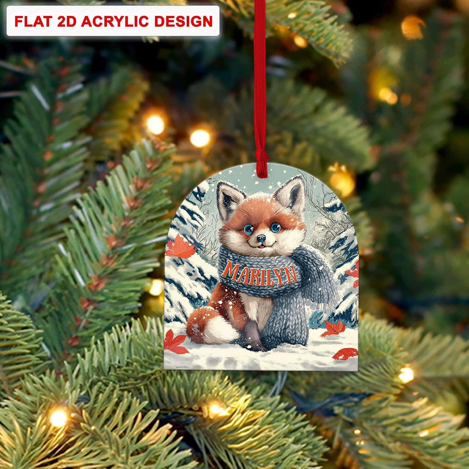 Personalized Name Animal Hanging Keepsake Custom Arch Acrylic Ornament for Christmas Tree