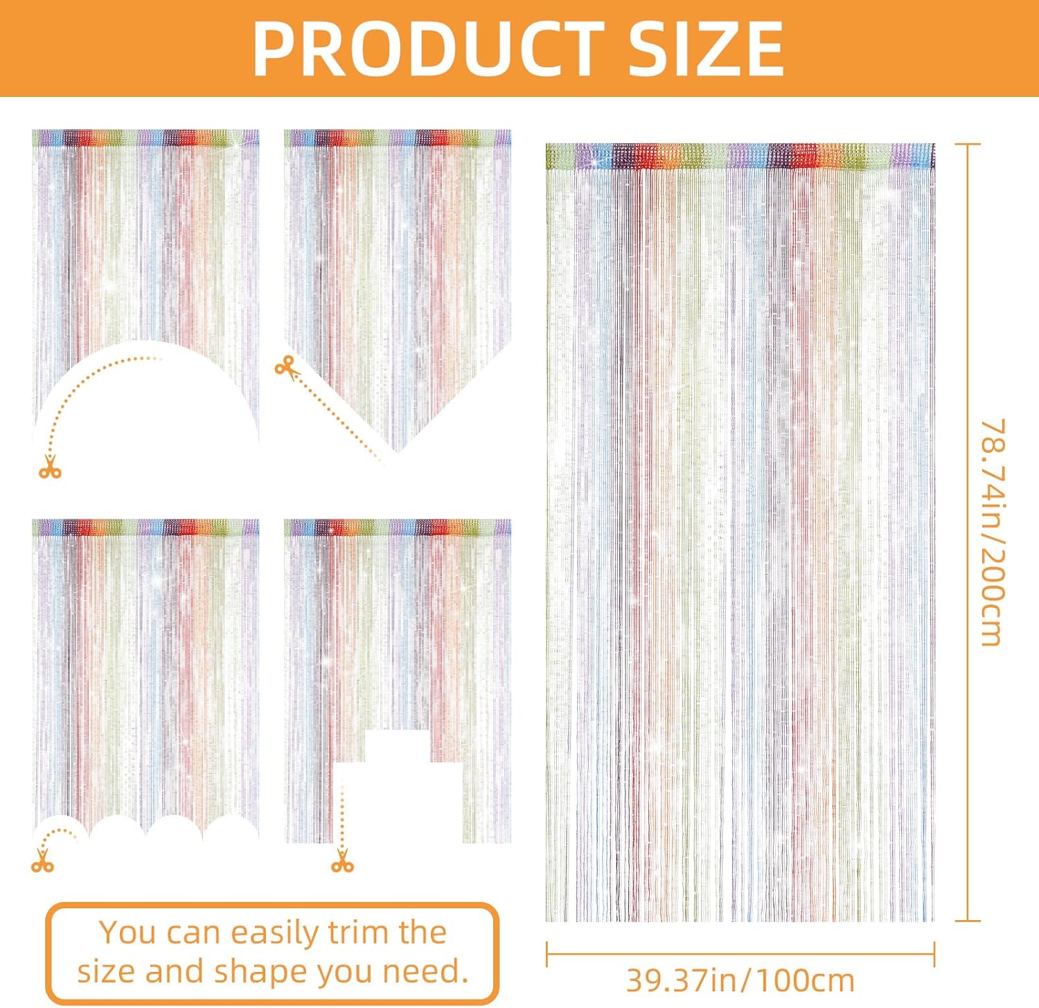 4 Piece Glitter String Curtains Boho Door Divider Decor