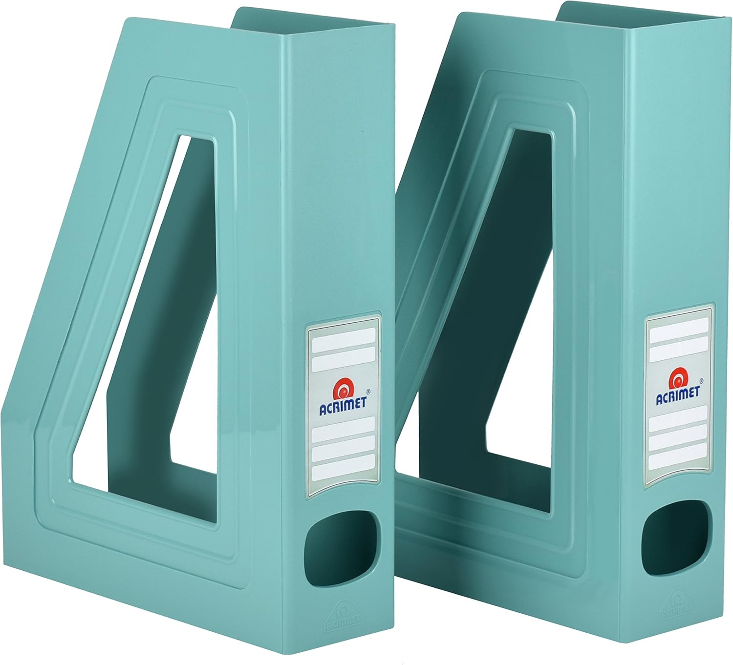 Acrimet Magazine File Holder Durable Rack Space-Saving Organizer 2 Pack Solid Green