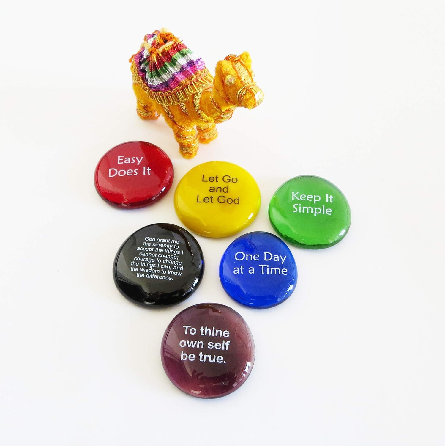Lifeforce Glass Recovery Stones with 12 Step Sayings