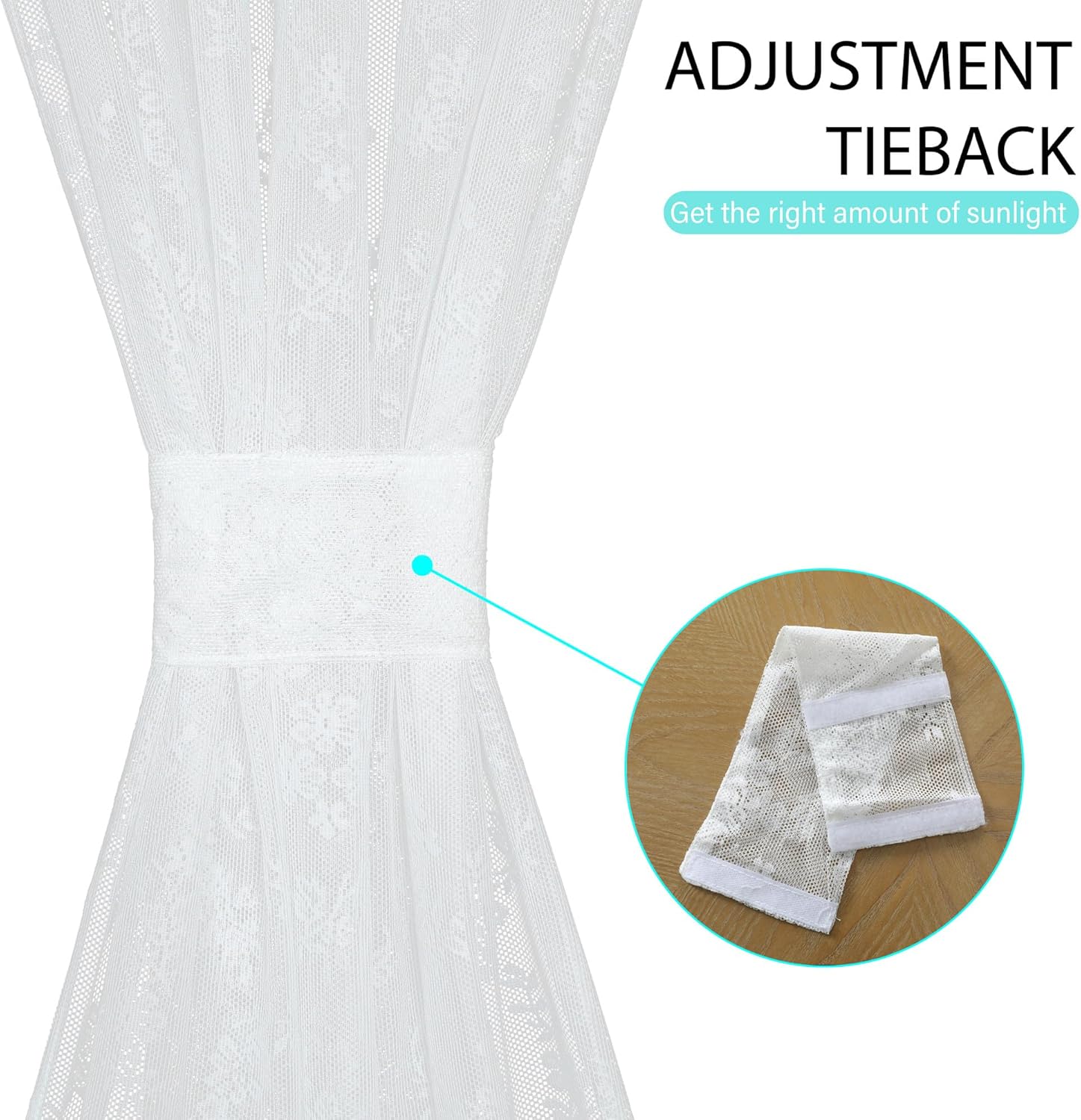 Lace French Door Curtain with Tieback 2 Panels