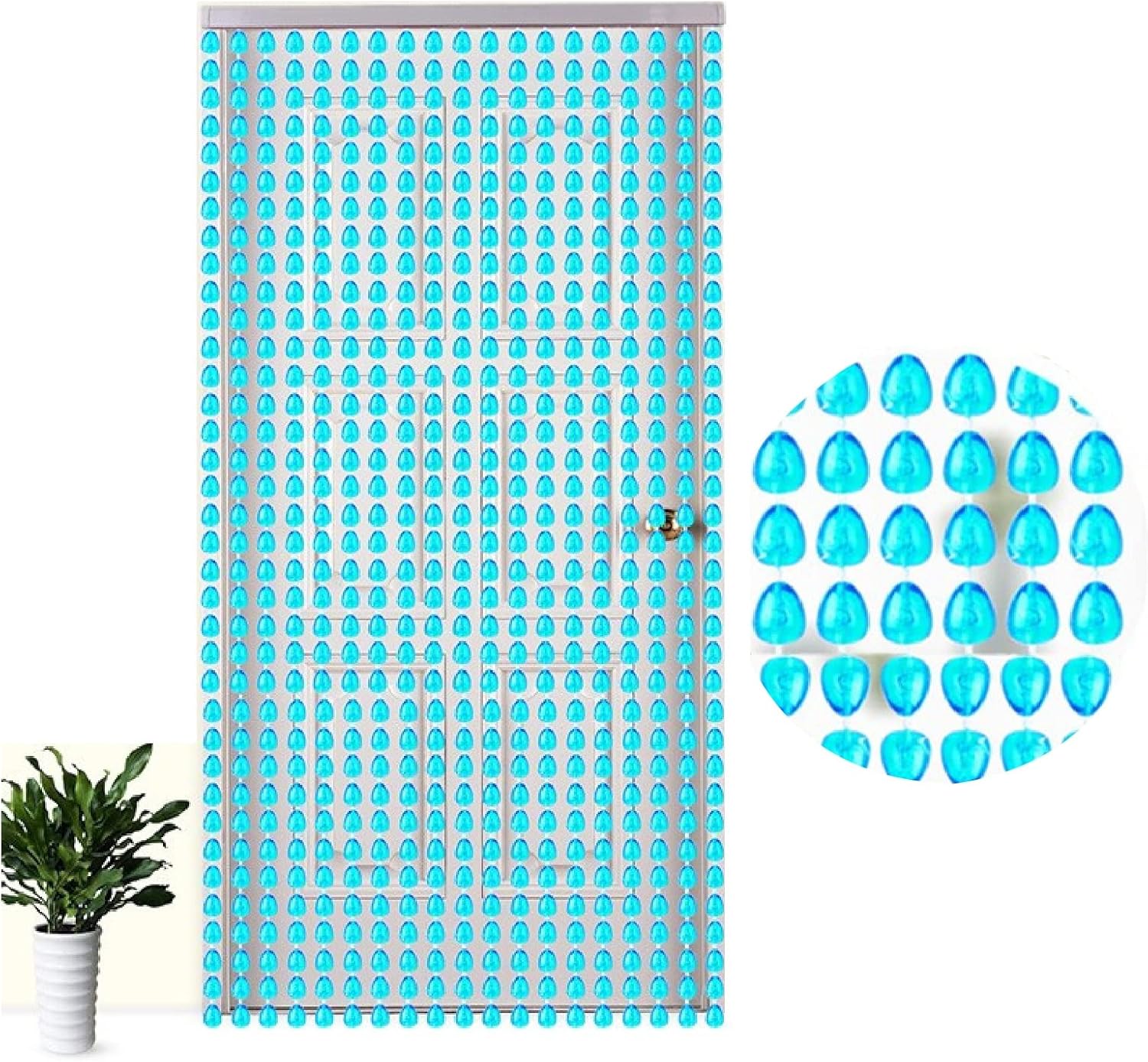 Beaded Curtain for Doorways Room Divider Panel Blue 100x200cm