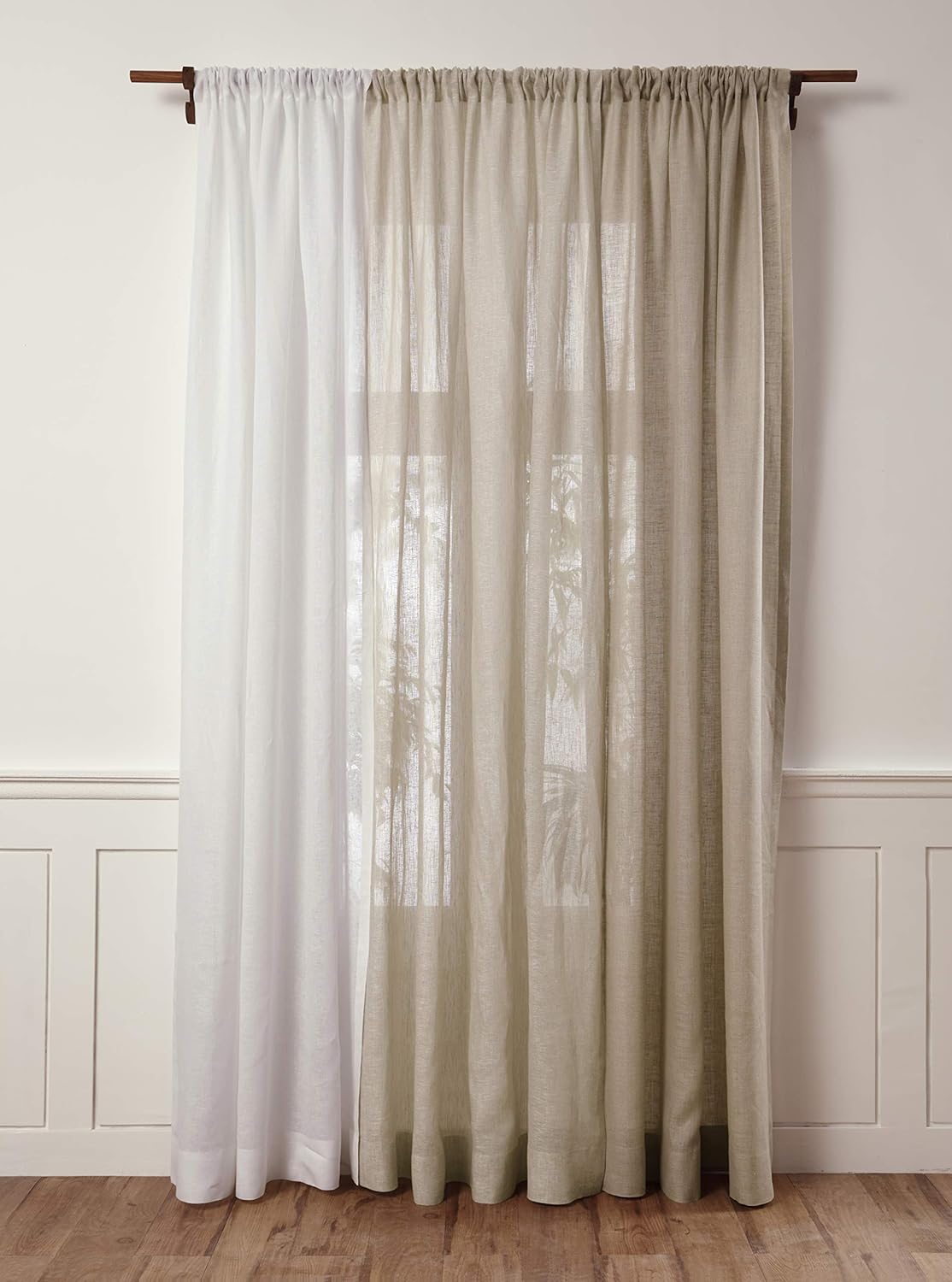 Solino Home Flax Linen Sheer Curtain 45 Inch Panel