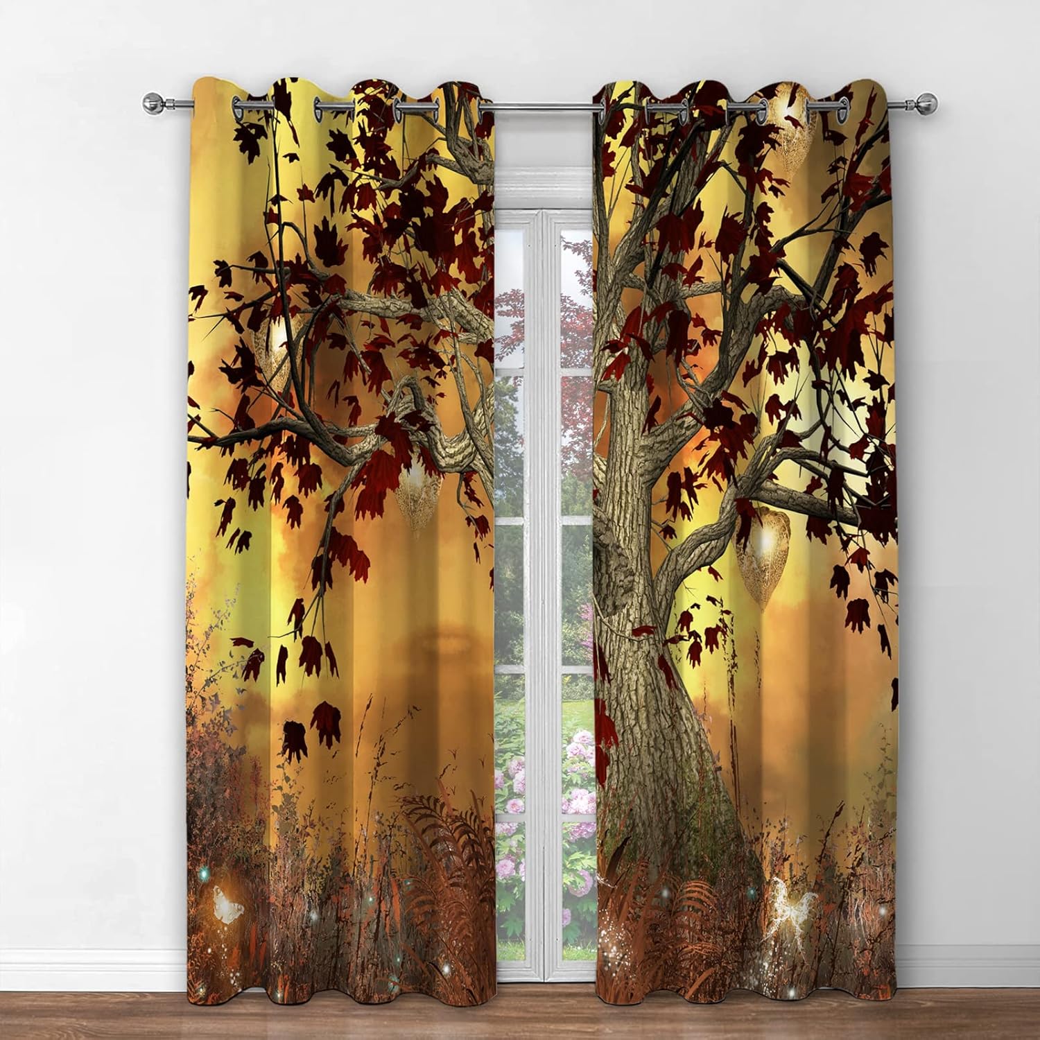 Jekeno Fall Tree Blackout Curtains 2 Panel Set