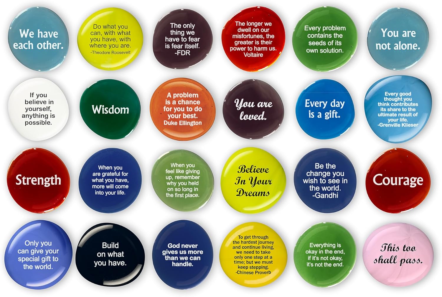 Encouragement Stones Set of 24 Motivational Glass Decor