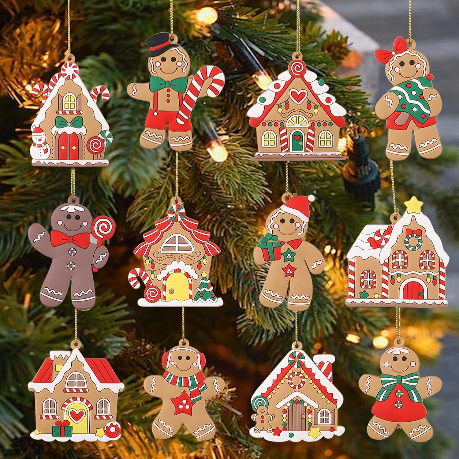 12pcs Gingerbread Man Christmas Ornaments