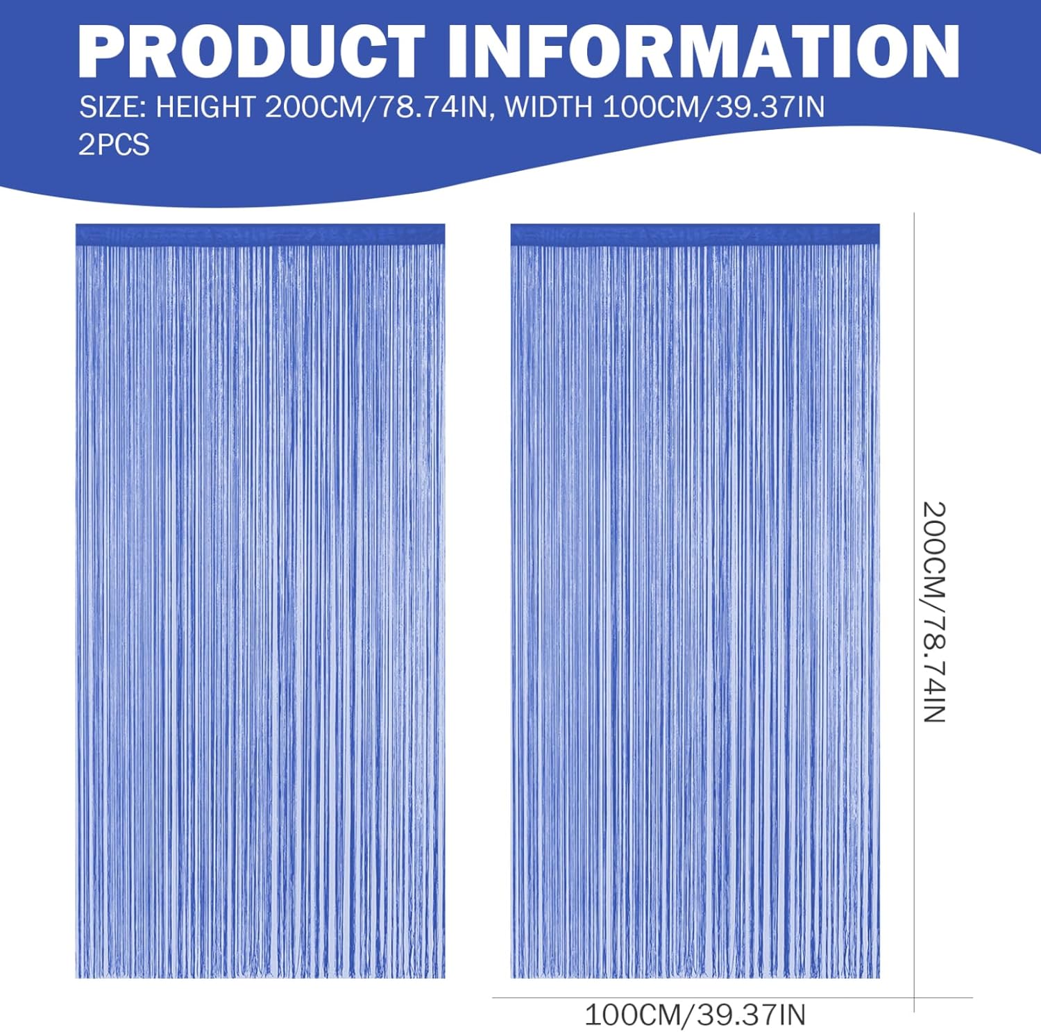 2Pcs String Curtains 39x79 Dark Blue Doorway Curtain