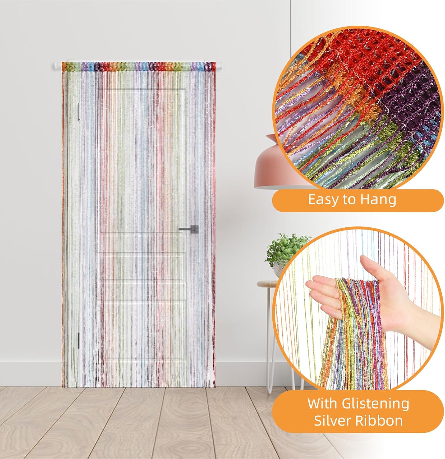 4 Piece Glitter String Curtains Boho Door Divider Decor
