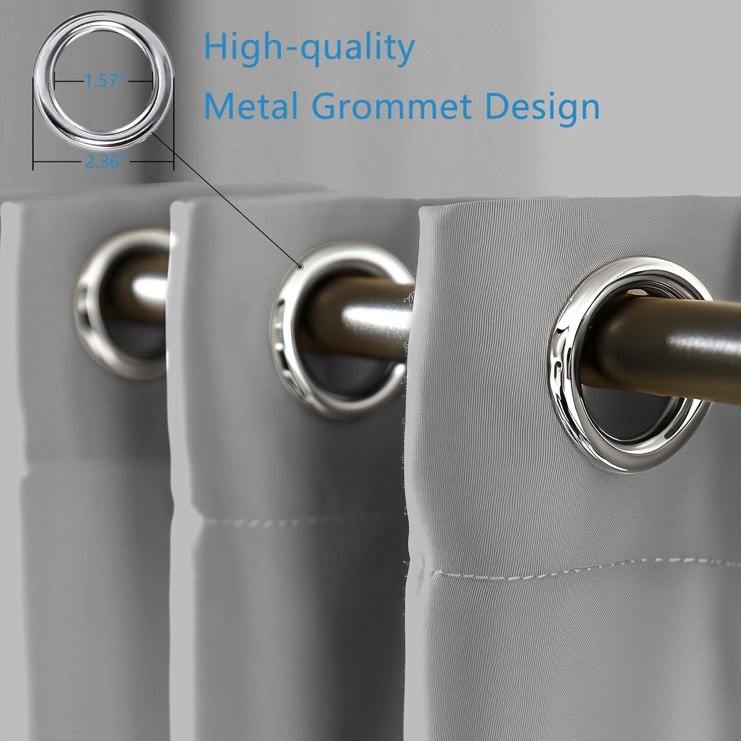 Grey Blackout Curtains for Bedroom 2 Panels Set