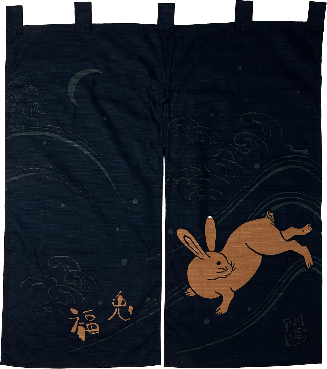 Made in Japan Indigo Dyeing Fortune Rabbit Noren Curtain Tapestry 1