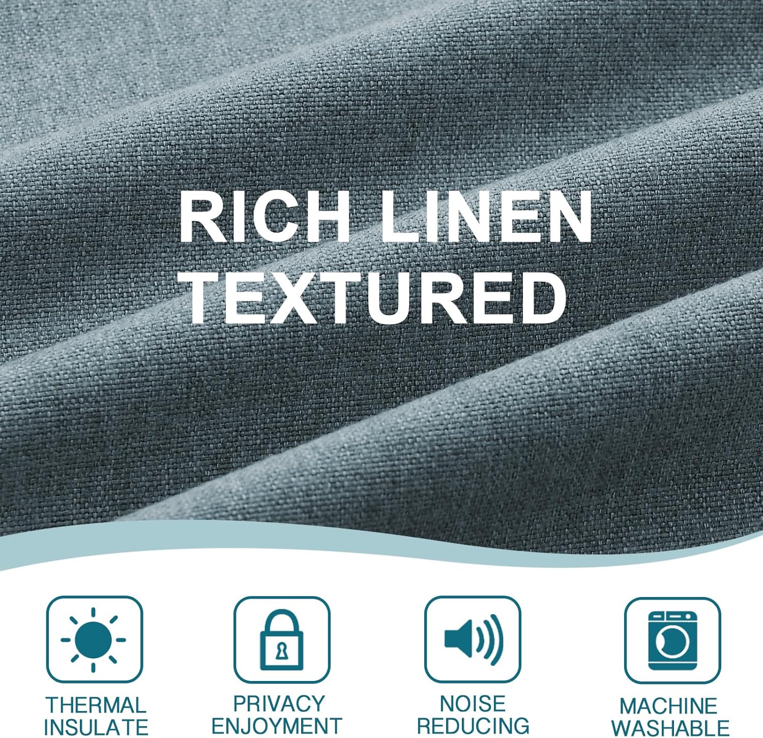 Turquoize Thick Linen Door Curtain Panel 25W x 72L Stone Blue