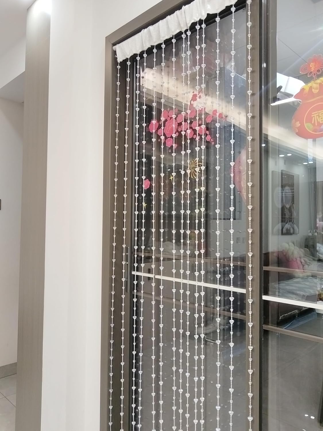 Shiny Transparent Beaded Curtain for Doorway and Room Divider