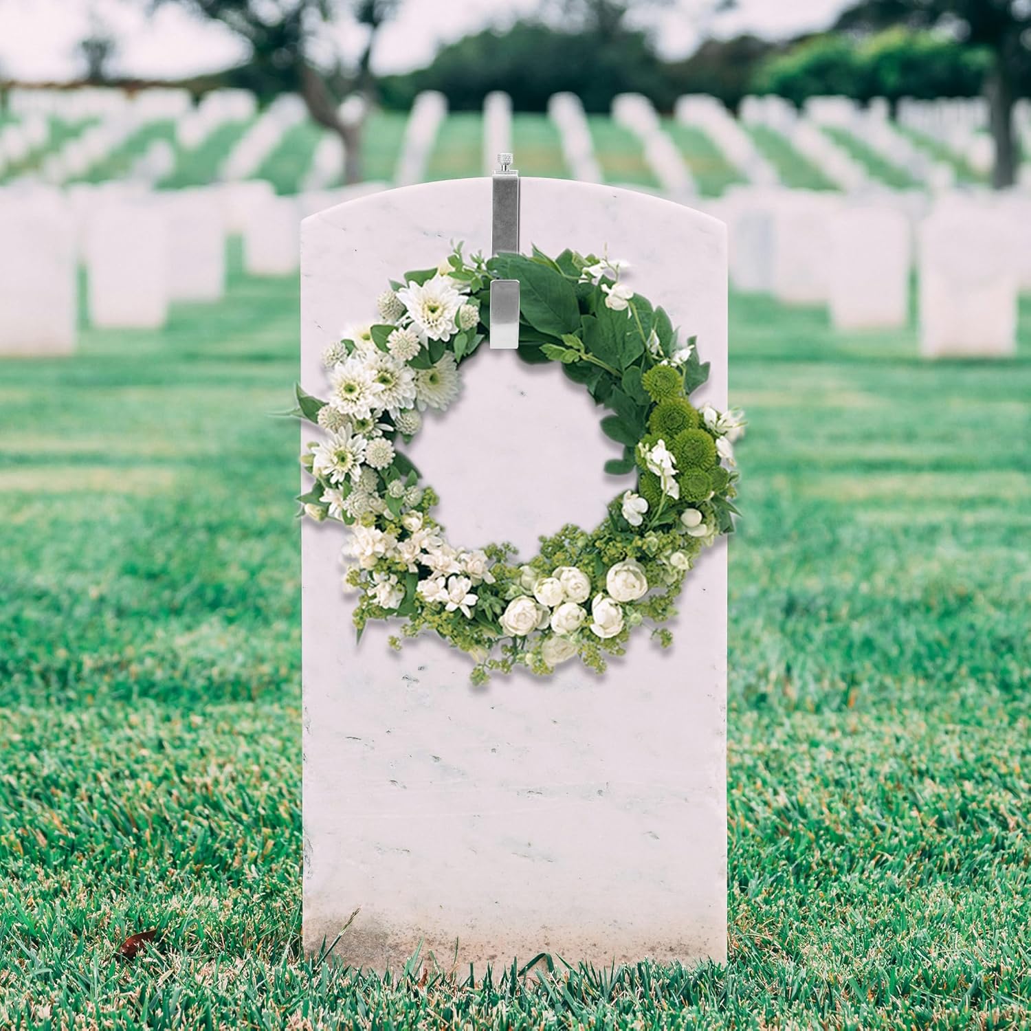 AQKILO Adjustable Wreath Hangers for Headstones - 2 Pack