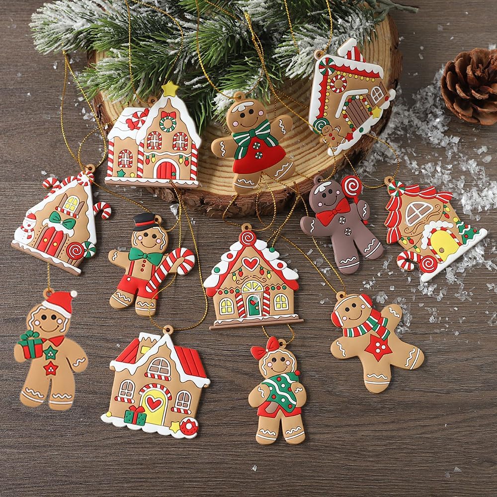 12pcs Gingerbread Man Christmas Ornaments
