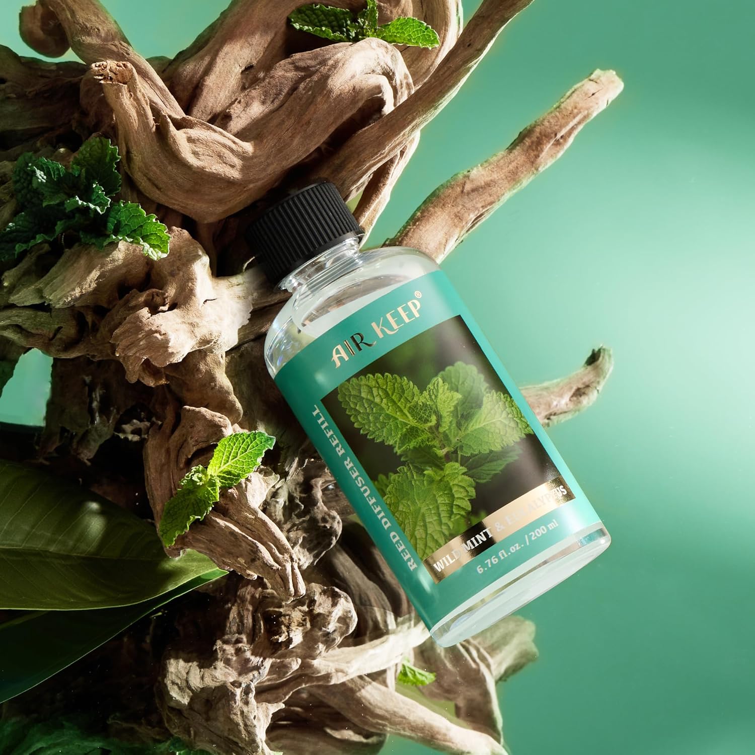 Airkeep Reed Diffuser Oil Refill with Sticks Wild Mint Eucalyptus