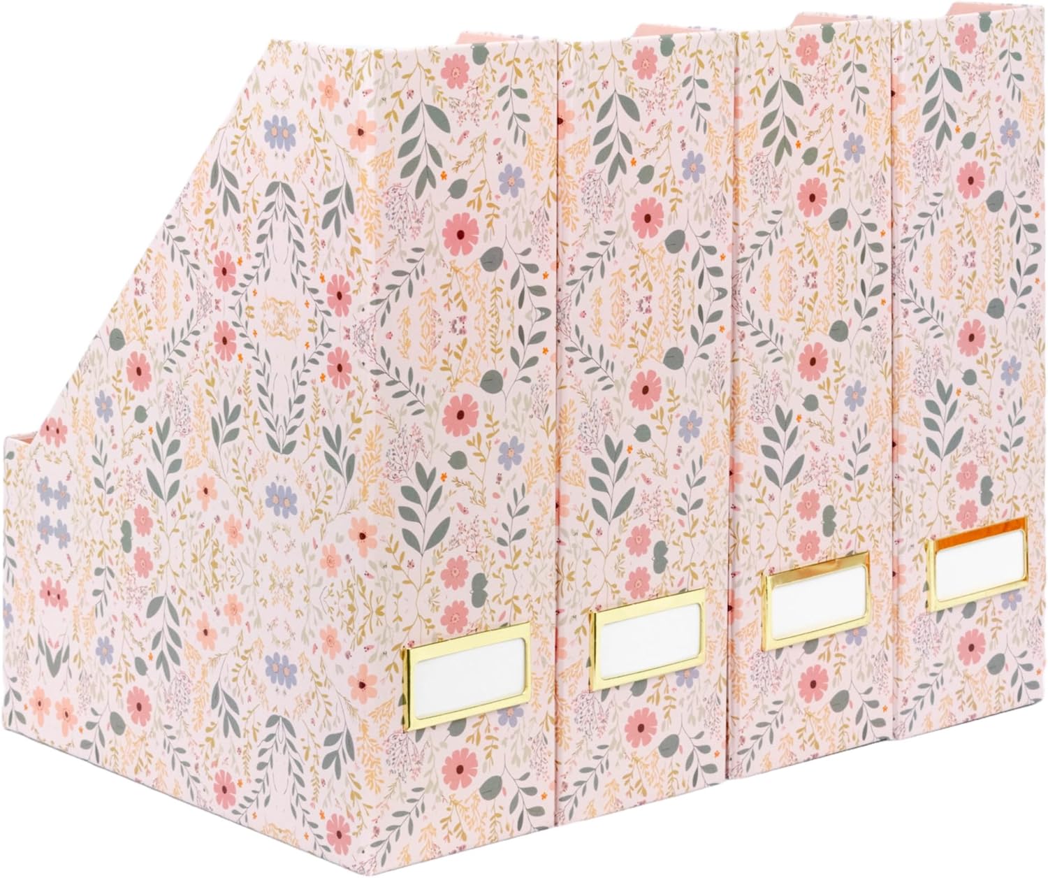 BLU MONACO Foldable Magazine File Set of 4 with Floral Design
