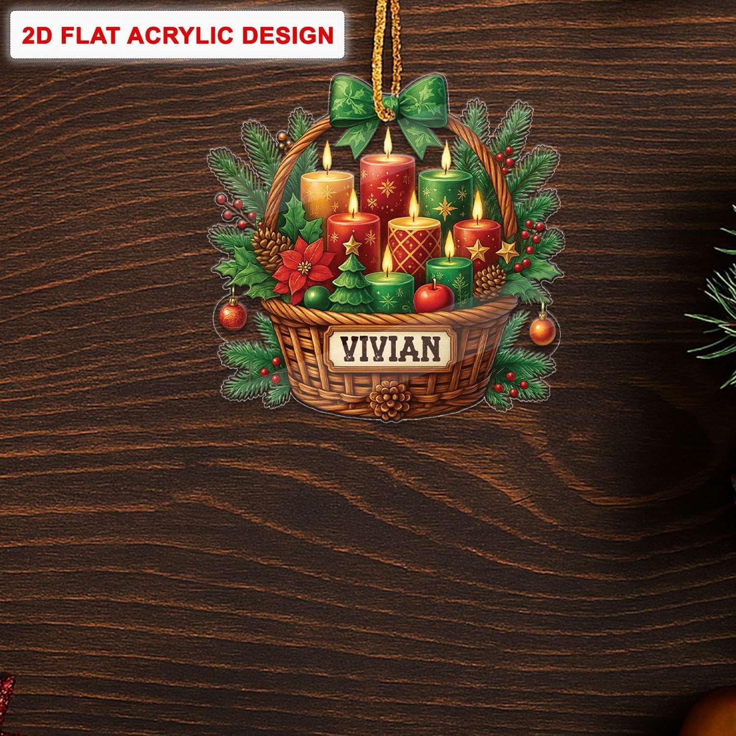 Custom Name Candle Hanging Decoration for Christmas