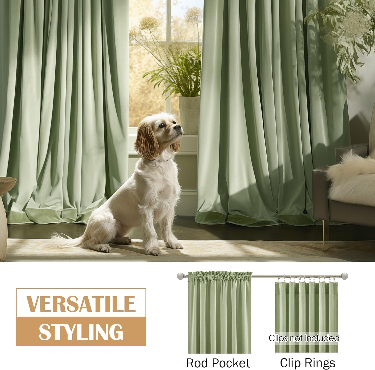 Beauoop Velvet Curtains 72 Inches Long 2 Panels Room Darkening