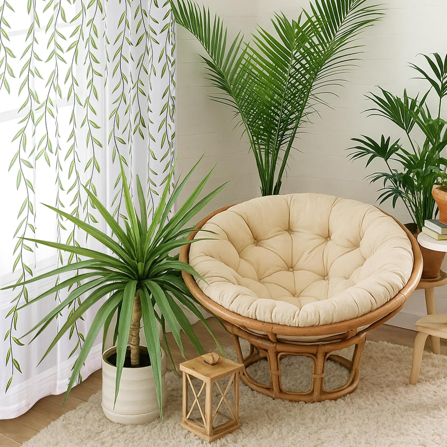 BROSHAN Sheer Curtains 72 Inches Long Leaf Pattern 2 Panel Set
