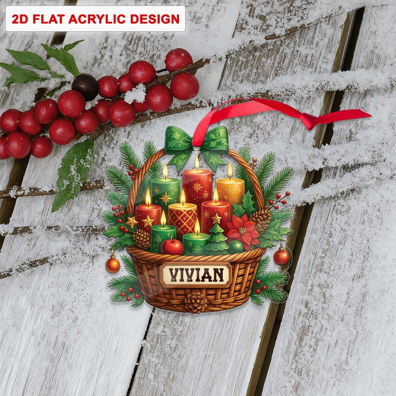 Custom Name Candle Hanging Decoration for Christmas