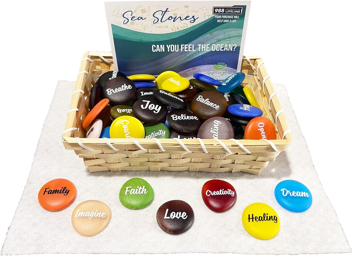 Lifeforce Glass Inspirational Word Stones Set of 100