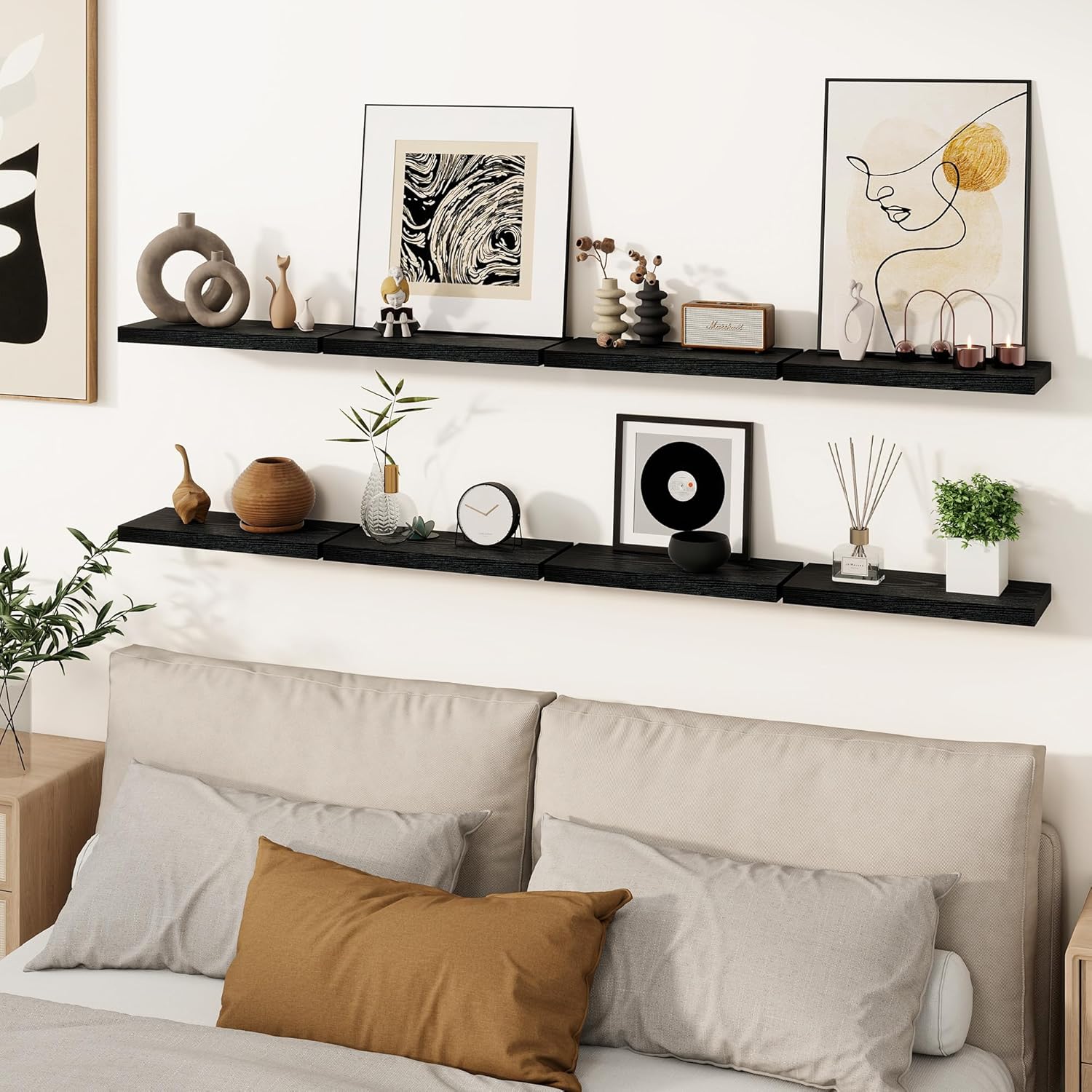 Venusmiles Floating Wall Shelves Black 15x6x1